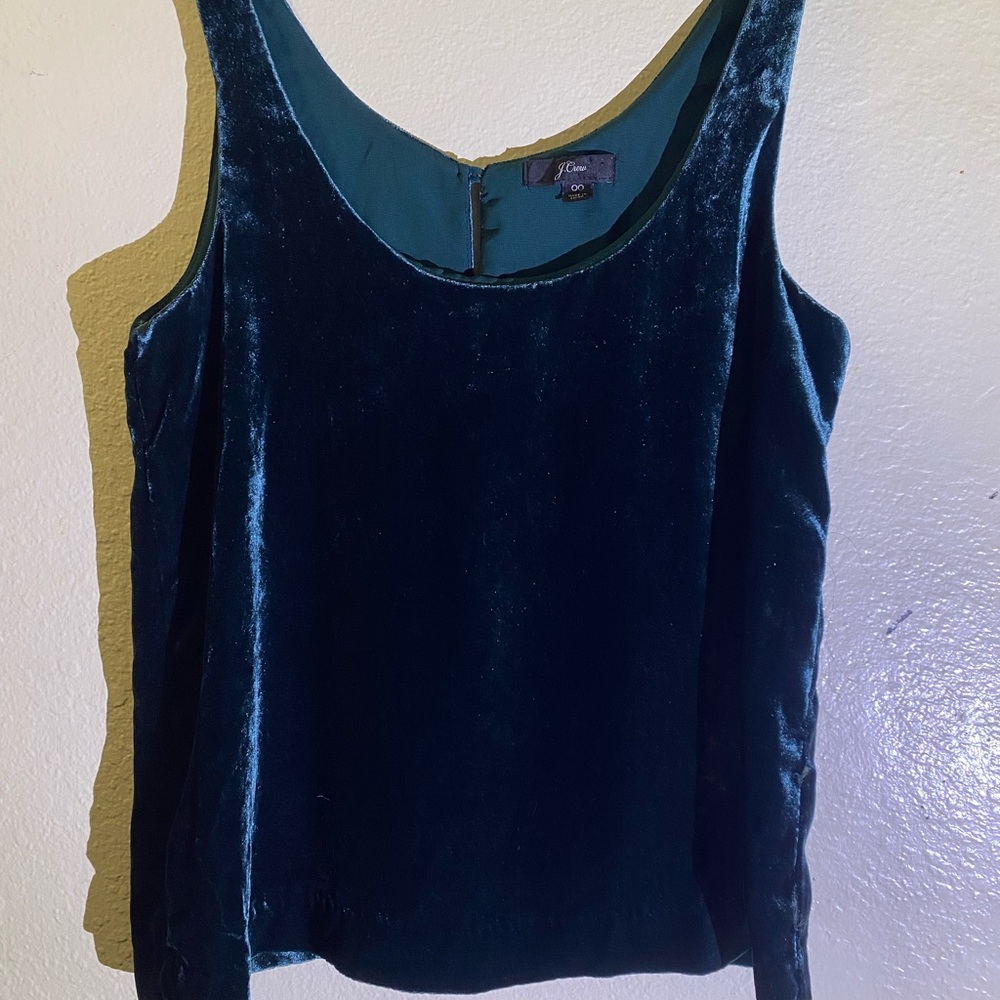J. Crew Green velvet Tank Top Classic Scoop Neck
